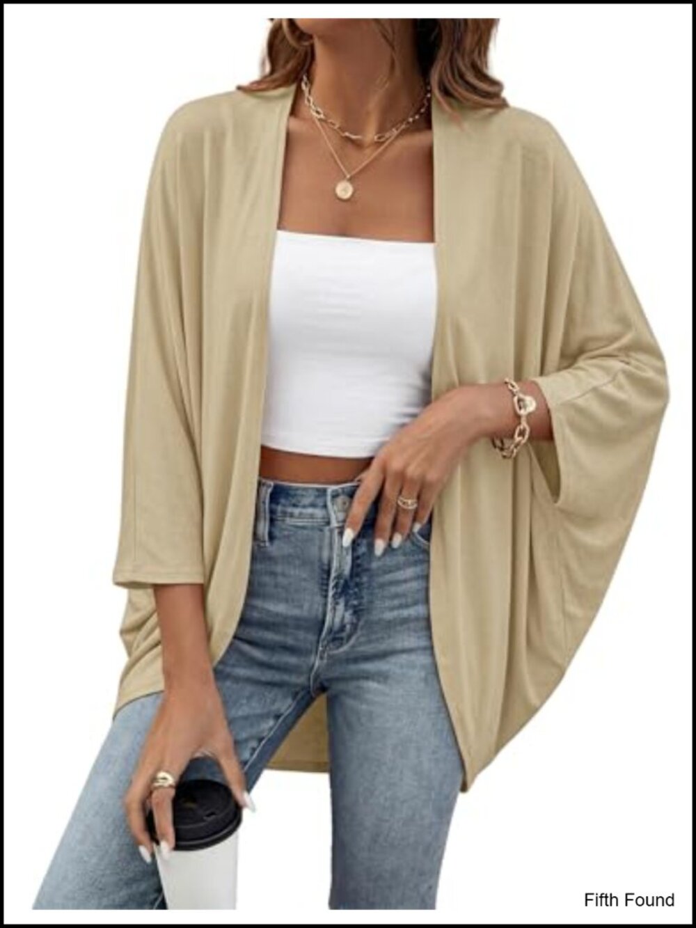 Lightweight Cotton Kimono Cardigan Batwing Sleeve Swim Coverup